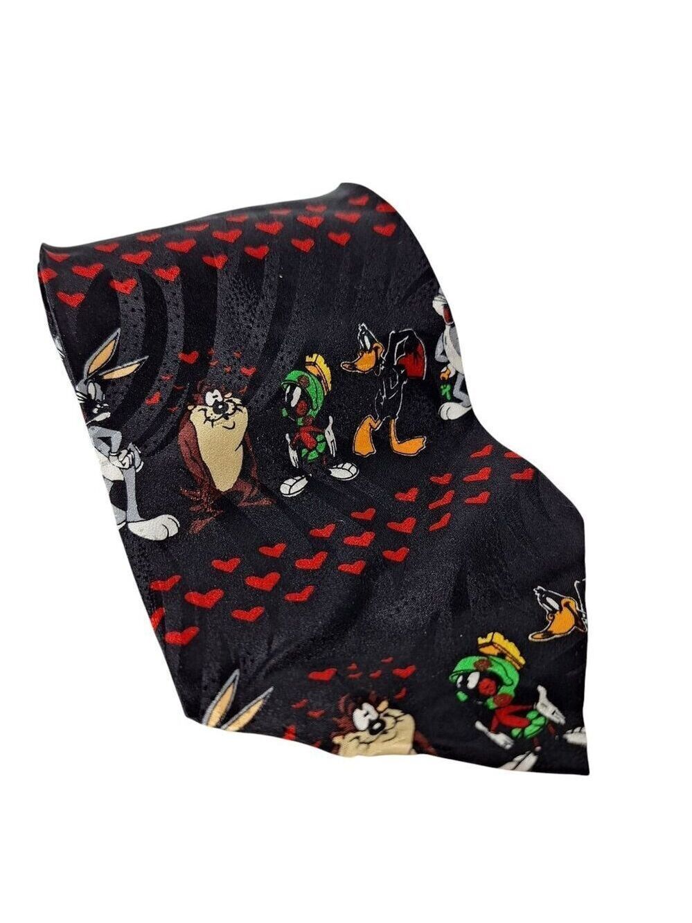 1998 Looney Tunes Valentines Silk Necktie Vintage